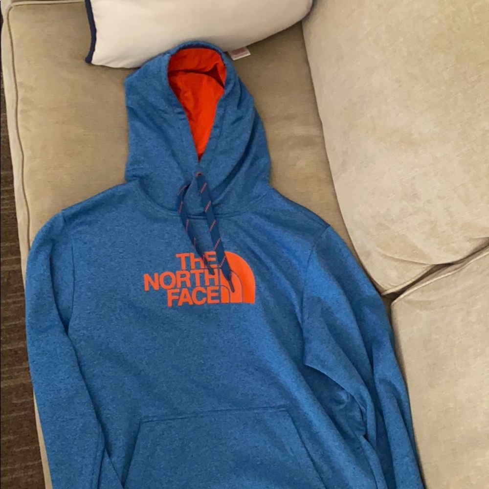 North Face Men’s Blue and Orange Hoodie